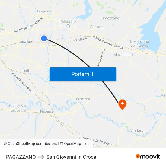 PAGAZZANO to San Giovanni In Croce map