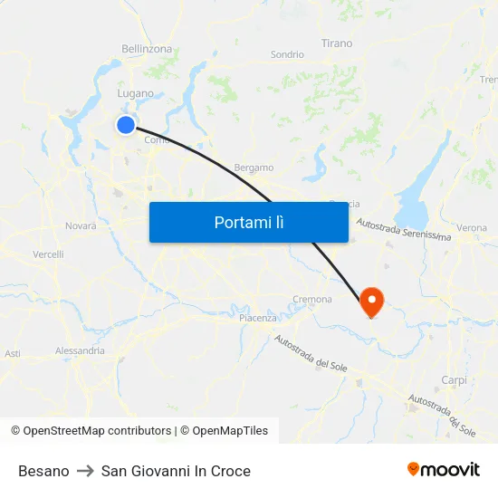 Besano to San Giovanni In Croce map