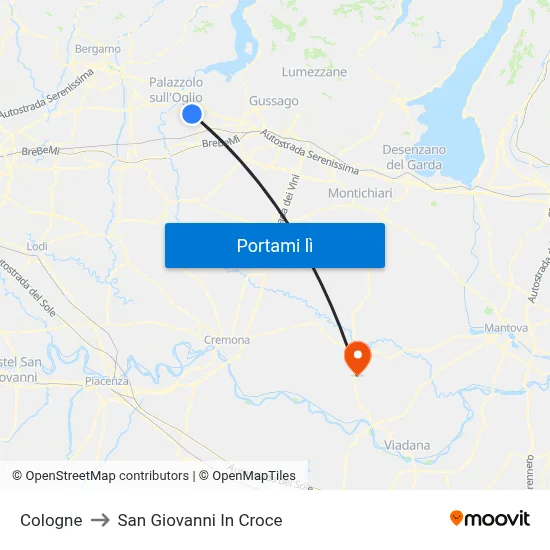Cologne to San Giovanni In Croce map