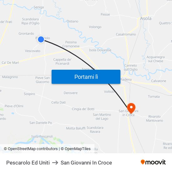 Pescarolo Ed Uniti to San Giovanni In Croce map