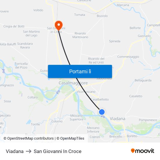 Viadana to San Giovanni In Croce map