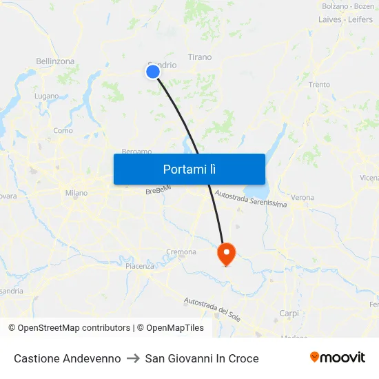Castione Andevenno to San Giovanni In Croce map