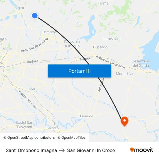 Sant' Omobono Imagna to San Giovanni In Croce map