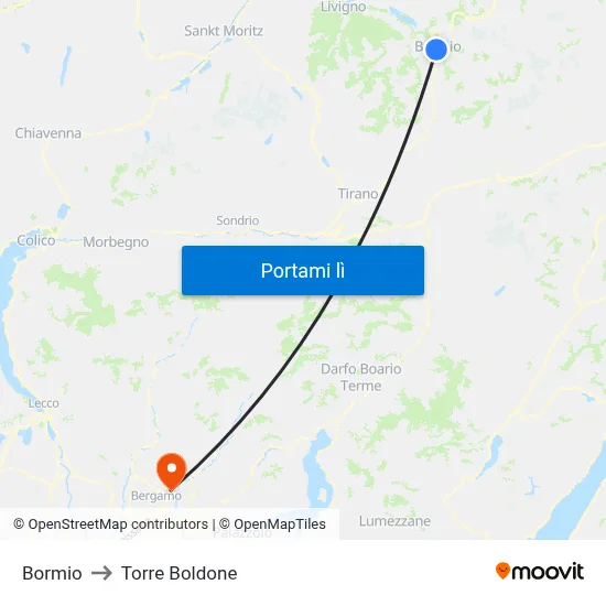 Bormio to Torre Boldone map