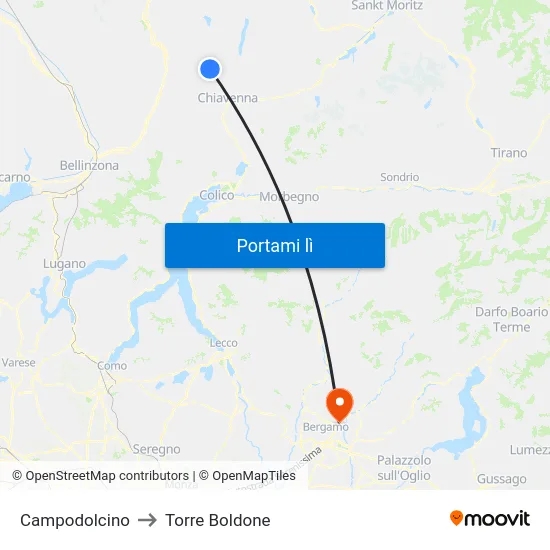 Campodolcino to Torre Boldone map