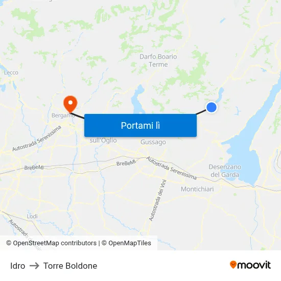 Idro to Torre Boldone map