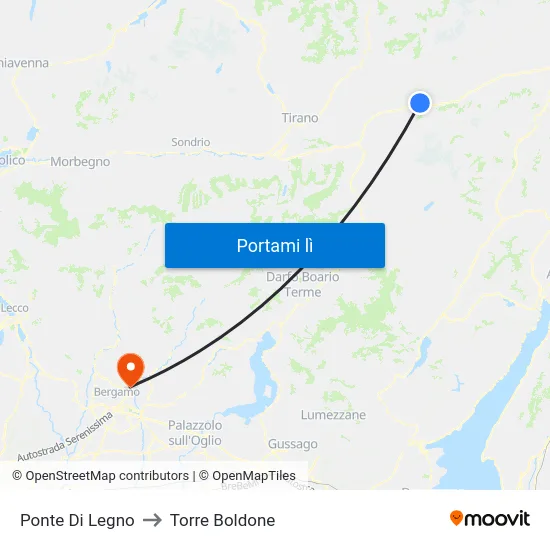 Ponte Di Legno to Torre Boldone map