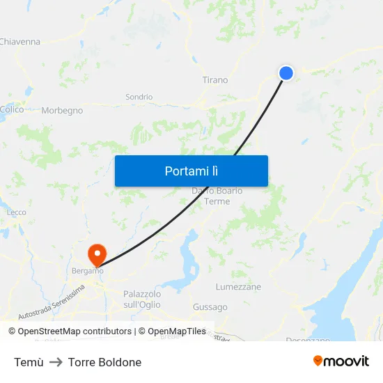 Temù to Torre Boldone map
