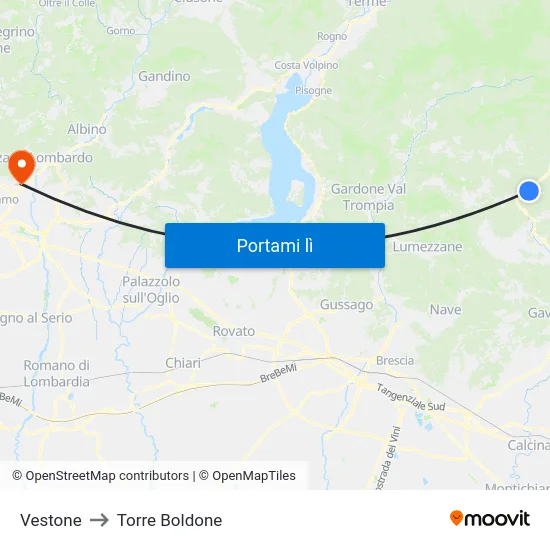 Vestone to Torre Boldone map