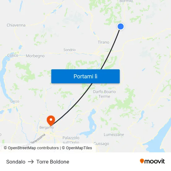 Sondalo to Torre Boldone map