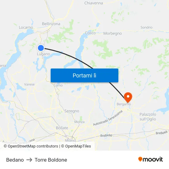 Bedano to Torre Boldone map
