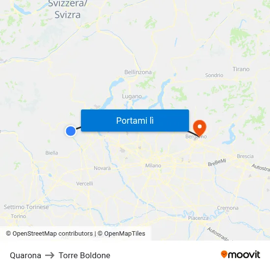 Quarona to Torre Boldone map