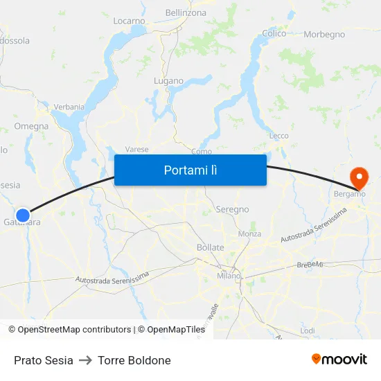 Prato Sesia to Torre Boldone map