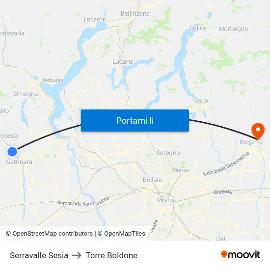 Serravalle Sesia to Torre Boldone map