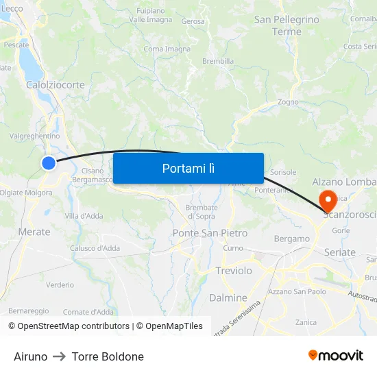 Airuno to Torre Boldone map