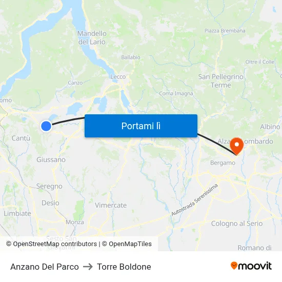 Anzano Del Parco to Torre Boldone map