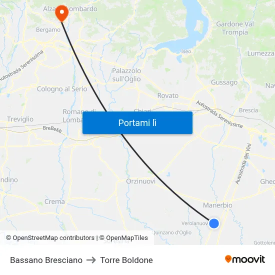 Bassano Bresciano to Torre Boldone map