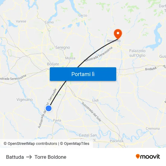 Battuda to Torre Boldone map