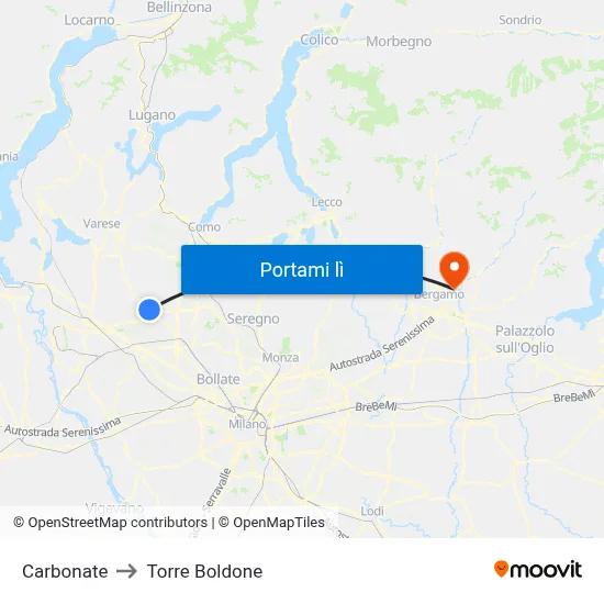 Carbonate to Torre Boldone map