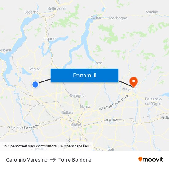 Caronno Varesino to Torre Boldone map