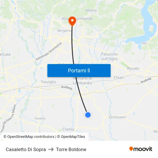 Casaletto Di Sopra to Torre Boldone map