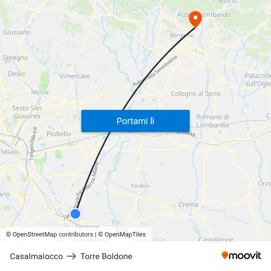 Casalmaiocco to Torre Boldone map