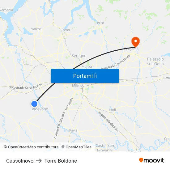 Cassolnovo to Torre Boldone map