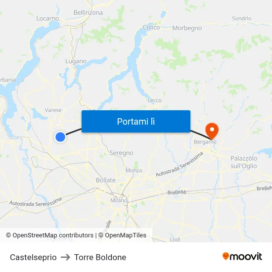Castelseprio to Torre Boldone map