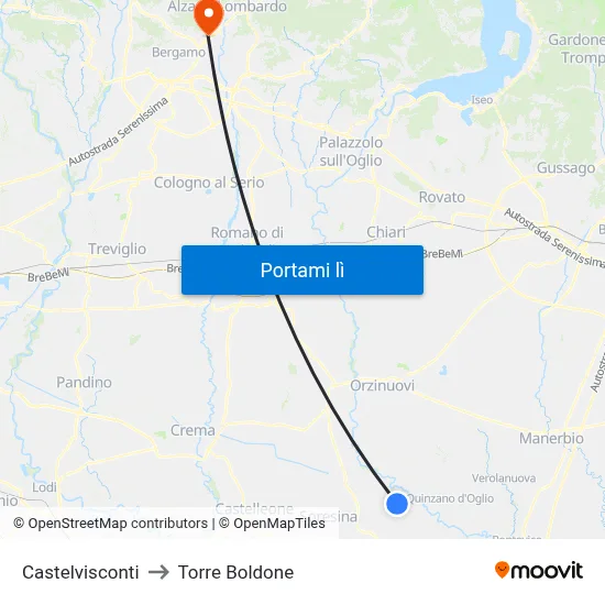 Castelvisconti to Torre Boldone map