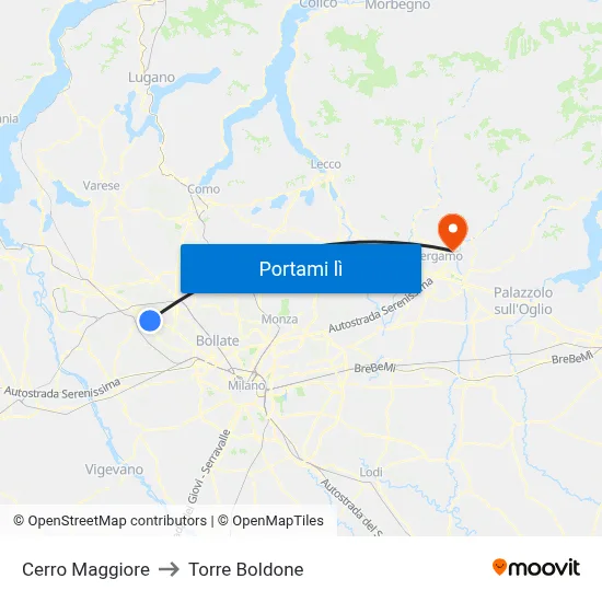 Cerro Maggiore to Torre Boldone map