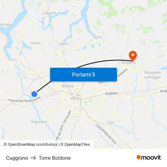 Cuggiono to Torre Boldone map