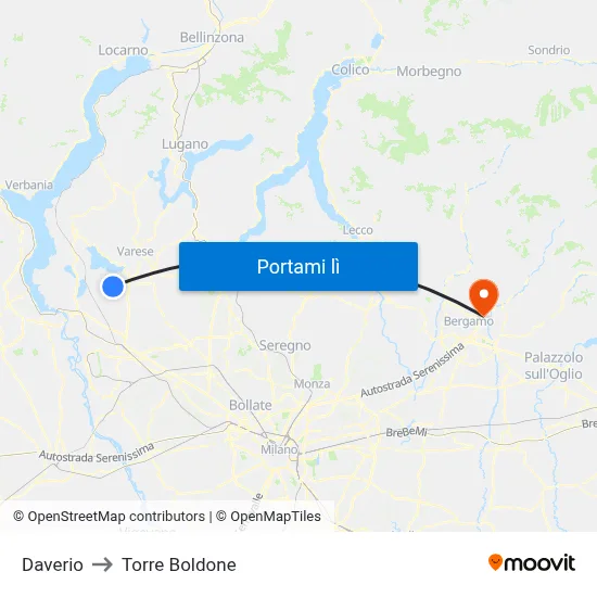 Daverio to Torre Boldone map