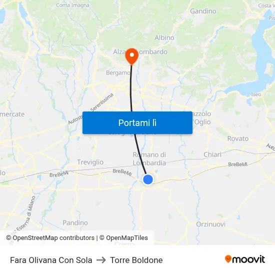 Fara Olivana Con Sola to Torre Boldone map