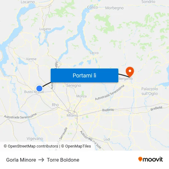 Gorla Minore to Torre Boldone map