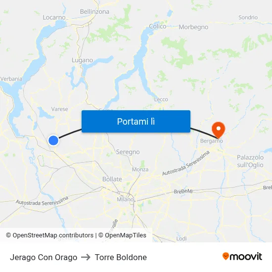 Jerago Con Orago to Torre Boldone map