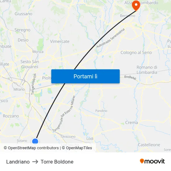 Landriano to Torre Boldone map