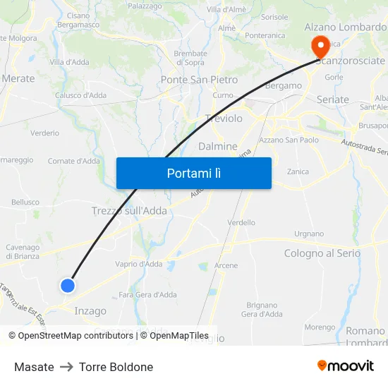 Masate to Torre Boldone map