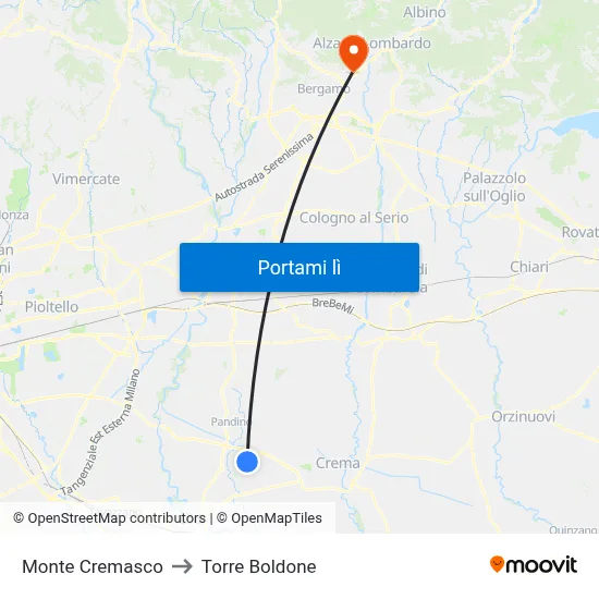 Monte Cremasco to Torre Boldone map