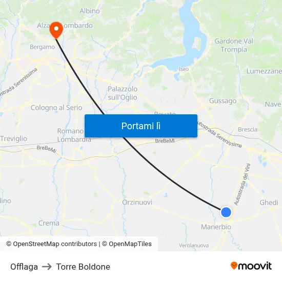 Offlaga to Torre Boldone map
