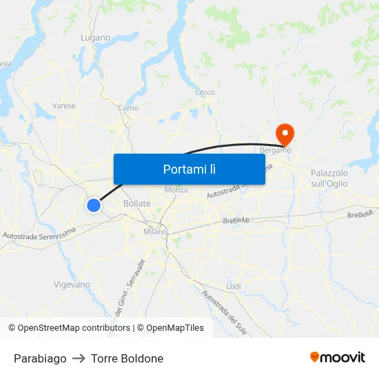 Parabiago to Torre Boldone map