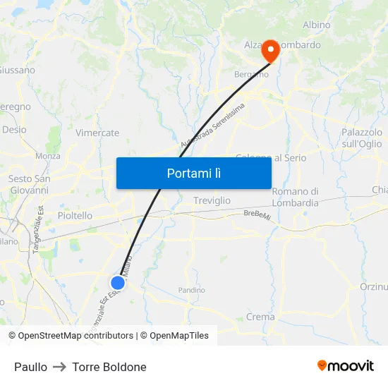 Paullo to Torre Boldone map