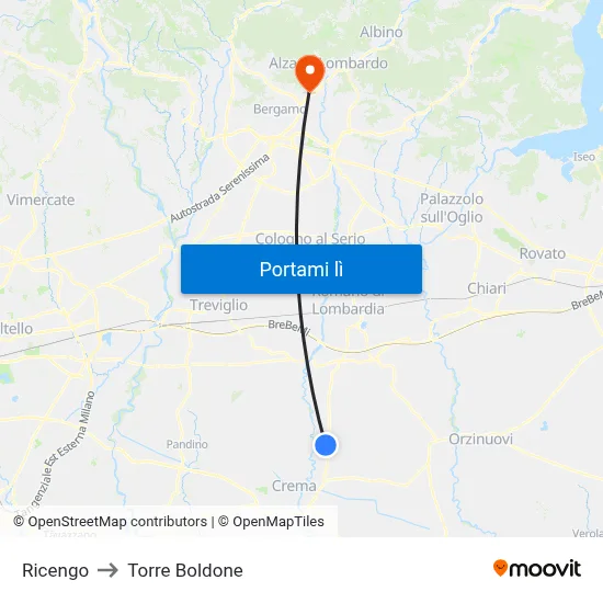 Ricengo to Torre Boldone map