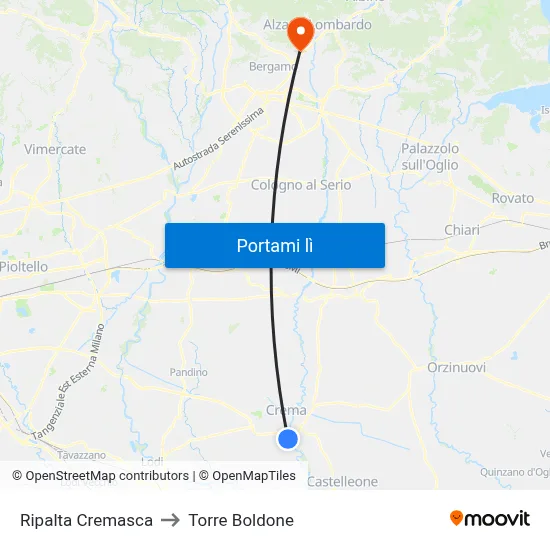 Ripalta Cremasca to Torre Boldone map