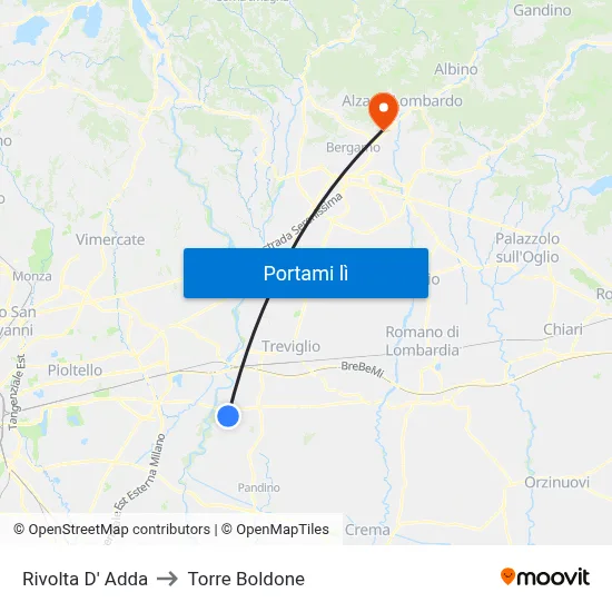 Rivolta D' Adda to Torre Boldone map
