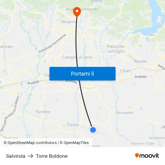 Salvirola to Torre Boldone map