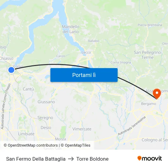 San Fermo Della Battaglia to Torre Boldone map