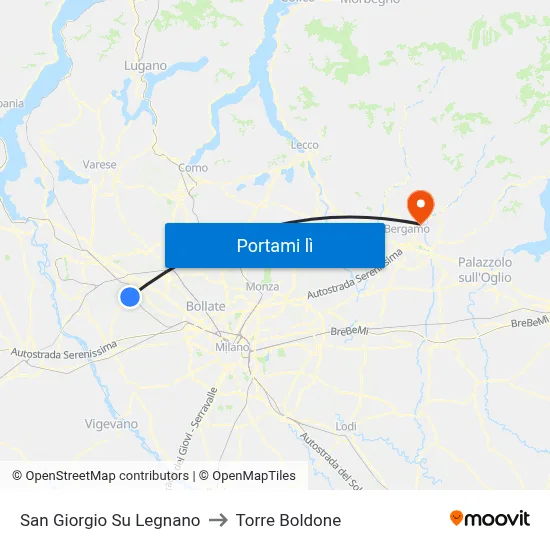 San Giorgio Su Legnano to Torre Boldone map