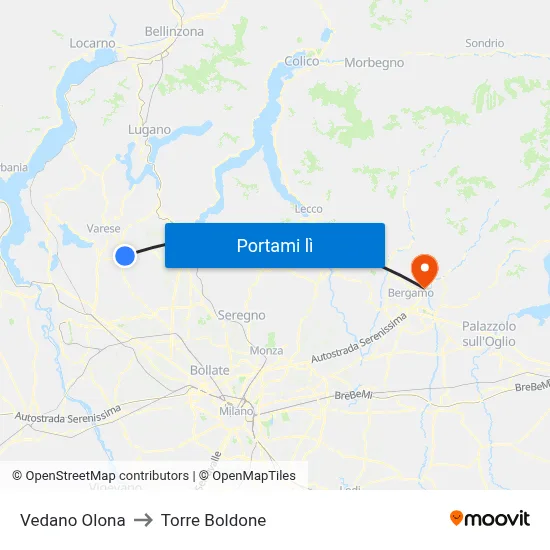 Vedano Olona to Torre Boldone map