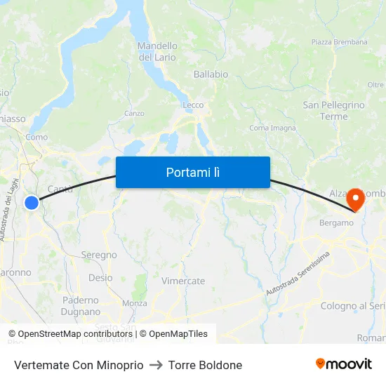 Vertemate Con Minoprio to Torre Boldone map