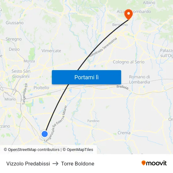 Vizzolo Predabissi to Torre Boldone map